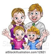 Vector Illustration of Happy Cartoon White Family by AtStockIllustration