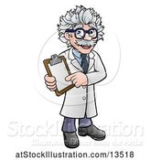 Vector Illustration of Happy Male Scientist Holding a Clipboard by AtStockIllustration