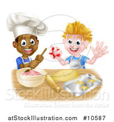 Vector Illustration of Happy White and Black Boys Making Frosting and Cookies by AtStockIllustration