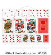 Vector Illustration of Hearts Suit Playing Cards by AtStockIllustration