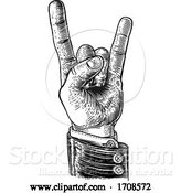 Vector Illustration of Heavy Metal Rock Music Hand Sign Gesture by AtStockIllustration