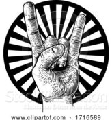 Vector Illustration of Heavy Metal Rock Music Hand Sign Gesture by AtStockIllustration