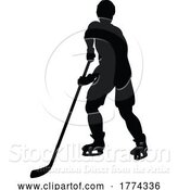 Vector Illustration of Hockey Player Sports Silhouette by AtStockIllustration