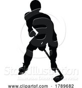 Vector Illustration of Hockey Player Sports Silhouette by AtStockIllustration