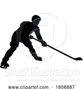 Vector Illustration of Hockey Player Sports Silhouette by AtStockIllustration