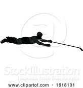 Vector Illustration of Hockey Player Sports Silhouettes by AtStockIllustration