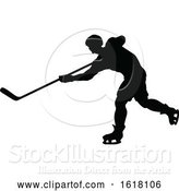 Vector Illustration of Hockey Player Sports Silhouettes by AtStockIllustration