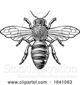 Vector Illustration of Honey Bumble Bee Woodcut Vintage Bumblebee Drawing by AtStockIllustration