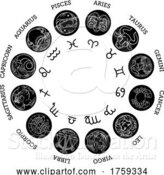 Vector Illustration of Horoscope Astrology Zodiac Star Signs Symbols Set by AtStockIllustration