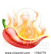 Vector Illustration of Hot Chilli Spicy Flames Pepper on Fire by AtStockIllustration