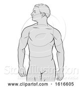 Vector Illustration of Human Male Figure Outline by AtStockIllustration