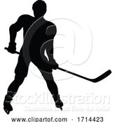 Vector Illustration of Ice Hockey Player Silhouette by AtStockIllustration