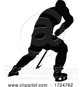 Vector Illustration of Ice Hockey Player Silhouette by AtStockIllustration