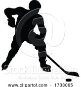 Vector Illustration of Ice Hockey Player Silhouette by AtStockIllustration