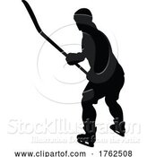 Vector Illustration of Ice Hockey Player Sports Silhouette by AtStockIllustration