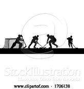 Vector Illustration of Ice Hockey Players Silhouette Match Game Scene by AtStockIllustration