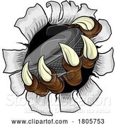 Vector Illustration of Ice Hockey Puck Claw Monster Animal Hand by AtStockIllustration