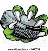 Vector Illustration of Ice Hockey Puck Claw Monster Sports Hand by AtStockIllustration