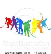 Vector Illustration of Ice Hockey Silhouette People Player Silhouettes by AtStockIllustration
