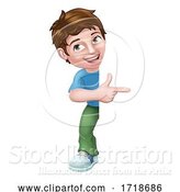 Vector Illustration of Kid Boy Child Pointing Sign by AtStockIllustration