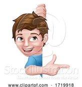 Vector Illustration of Kid Boy Child Pointing Sign by AtStockIllustration