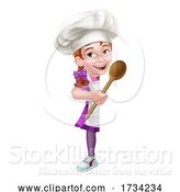 Vector Illustration of Kid Girl Chef Cook Baker Child Sign by AtStockIllustration