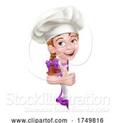 Vector Illustration of Kid Girl Chef Cook Baker Child Sign by AtStockIllustration