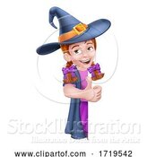 Vector Illustration of Kid Girl Child Halloween Witch Sign by AtStockIllustration