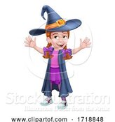 Vector Illustration of Kid Girl Child in Witch Halloween Costume by AtStockIllustration