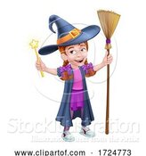 Vector Illustration of Kid Girl Child in Witch Halloween Costume by AtStockIllustration