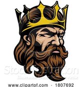 Vector Illustration of King Crown Warrior Head Mascot Medieval Face Guy by AtStockIllustration