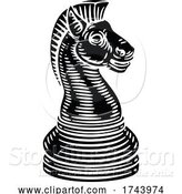 Vector Illustration of Knight Chess Piece Vintage Woodcut Style Concept by AtStockIllustration