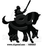 Vector Illustration of Knight on Horse Silhouette by AtStockIllustration