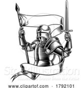 Vector Illustration of Knight with Banner Battle Flag Standard Ribbon by AtStockIllustration