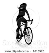 Vector Illustration of Lady Bike Cyclist Riding Bicycle Silhouette by AtStockIllustration