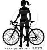 Vector Illustration of Lady Bike Cyclist Riding Bicycle Silhouette by AtStockIllustration