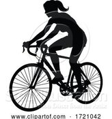 Vector Illustration of Lady Bike Cyclist Riding Bicycle Silhouette by AtStockIllustration