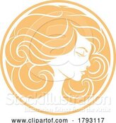 Vector Illustration of Lady Circle Face Icon Design Beauty Concept Motif by AtStockIllustration