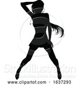 Vector Illustration of Lady Dancing Person Silhouette by AtStockIllustration