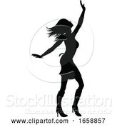Vector Illustration of Lady Dancing Person Silhouette by AtStockIllustration