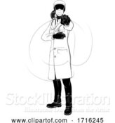 Vector Illustration of Lady Doctor PPE Mask Pointing NeedsYou Silhouette by AtStockIllustration