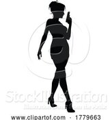 Vector Illustration of Lady Gun Silhouette Detective Secret Agent Spy by AtStockIllustration