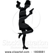 Vector Illustration of Lady Gun Silhouette Detective Secret Agent Spy by AtStockIllustration