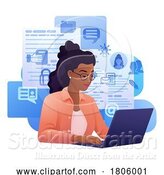Vector Illustration of Lady Job Writing Online Resume Application Laptop by AtStockIllustration