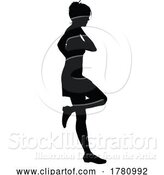 Vector Illustration of Lady Leaning Against Wall Silhouette by AtStockIllustration