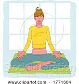 Vector Illustration of Lady Meditating Doing Yoga Pilates Illustration by AtStockIllustration