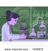 Vector Illustration of Lady Scientist Working in Laboratory by AtStockIllustration