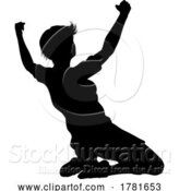 Vector Illustration of Lady Soccer Football Player Silhouette by AtStockIllustration