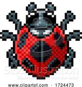 Vector Illustration of Ladybug Bug Insect Pixel Art Game Icon by AtStockIllustration