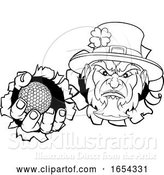 Vector Illustration of Leprechaun Golf Mascot Ripping Background by AtStockIllustration